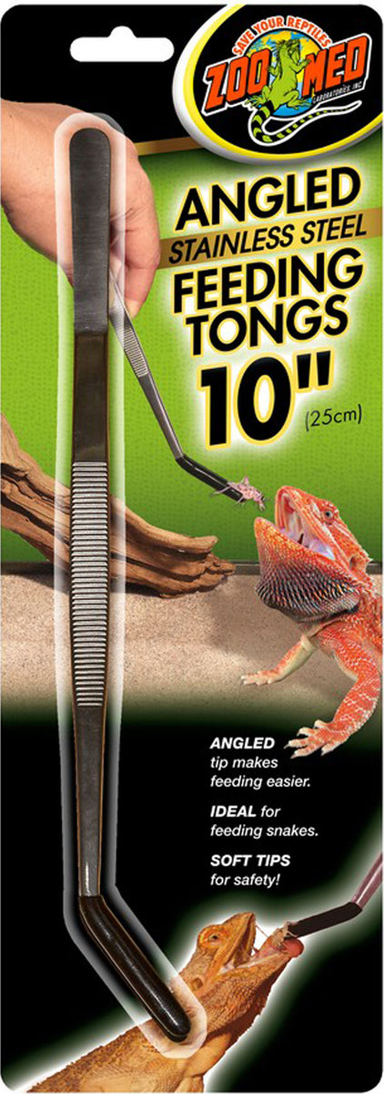 Pinzas De Terrario May 25cm - Pinzas Alimentación Reptiles Y Limpieza - Acero Inoxidable Curvo