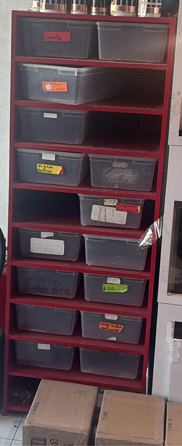 Rack 20 Espacios Madera Pintado Rojo Tupper Zapatero USADO